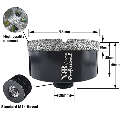 NBB Vacuum brazed Diamond Hole Saw with M14, for Dry or Wet Drilling Professionally on Hard Porcelain, Ceramic, Tile, Granite - Image 2
