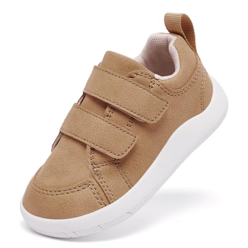 MORENDL Wide Toe Box Shoes Toddler Barefoot Shoes Baby Walking Shoe Boy Girl Non-Slip Zero Drop Minimalist Sneakers Comfort Tennis Outdoor Activities Camel