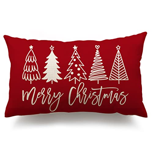 Merry Christmas Pillow Cover 12x20 - Farmhouse Holiday Decor