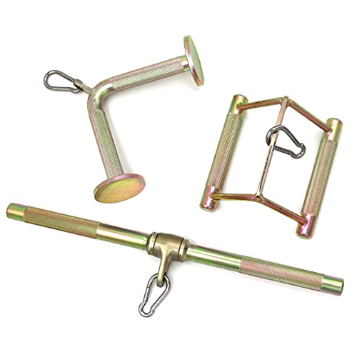 Greententljs Exercise Machine Attachments:Tricep Rope, V-Shaped Bar, Double D Handle & Rotating Straight Bar|Cable Machine (Colorful, V-Shaped Bar+Double D Handle+Rotating Straight Bar)