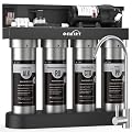 OEMIRY Alkaline UV Reverse Osmosis System Stainless Steel 500 GPD Tankless RO Water Filter 8 Stage Remineralization Under Sink Water Filtration with Faucet 2:1 Pure to Drain