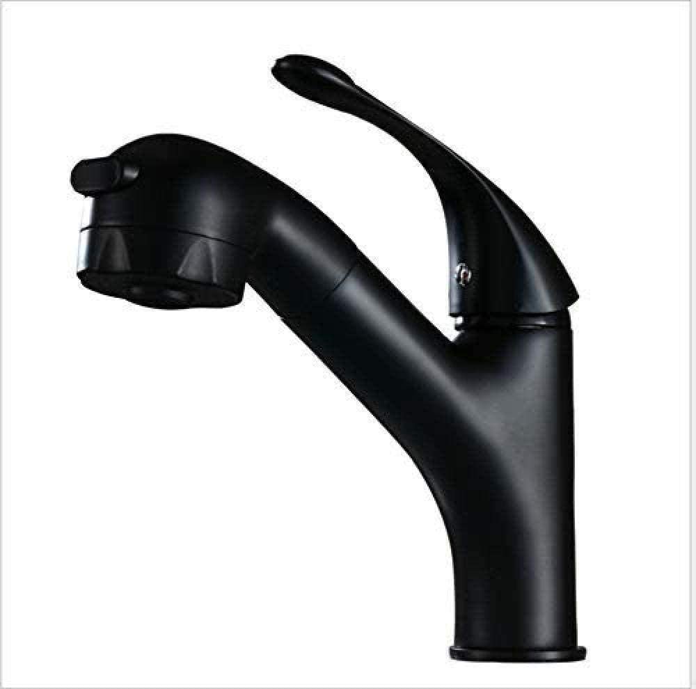 Robinet de lavabo monotrou extractible noir pour eau chaude et froide