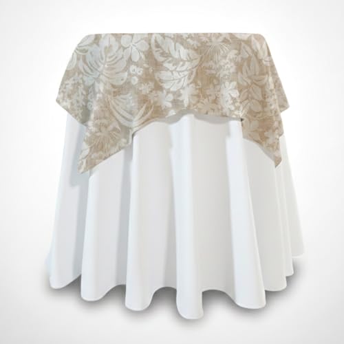 La Fábrica de las Telas Tapete Protector Cuadrado para Mesa Camilla Mantel Antimanchas (Natural Beige, Cuadrada 110x110cm)