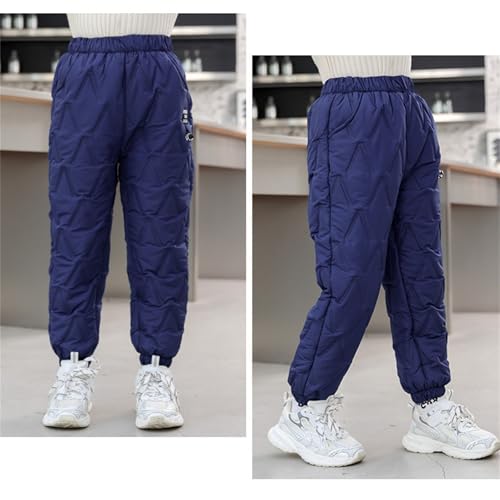 Kids Boys Girls Winter Snow Pants Thick Warm Fleece Lined Down Pant Toddler Solid Snowpants Elastic Waist Trousers3