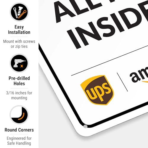 Image of Package Delivery Sign, Delivery Instructions Deliver All Package Inside Porch Sign, 10x14 Inches, Rust Free .040 Aluminum, Fade Resistant, Made in USA