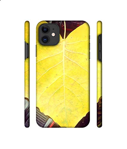 Image of Amazon Brand - Solimo Designer Yellow Leaf 3D Printed Hard Back Case Mobile Cover for Apple iPhone 11