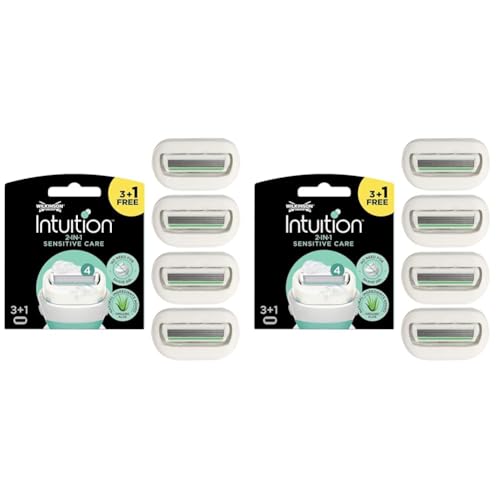 Wilkinson Sword Intuition Sensitive Care 3 cuchillas de afeitar + 1 hoja gratis, el paquete puede variar (Paquete de 2)