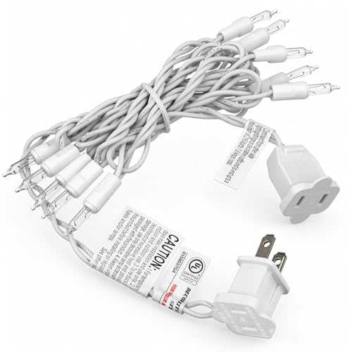 Aurelema Mini Christmas Lights String Warm White Vintage Short Strand String Lights Clear Bulbs Wire Fit Light up Christmas Decorations(10 Bulbs Connectable 5ft White)