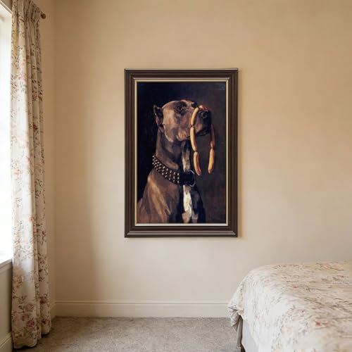 Impression sur toile chien avec saucisse de Trubner 40x61cm