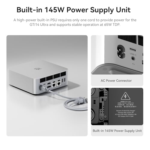 Image of Beelink GTi14 Mini PC, Intel Ultra 9 185H 64GB DDR5 1TB PCIe4.0 SSD | Mini Computer Intel 185H(up to 5.1GHz)16C /22T, Triple Display HDMI&DP /Thunderbolt 4 /WiFi7 /BT5.4 /NPU /4K 60Hz /W-11 Pro