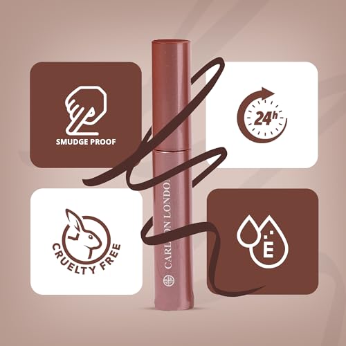 Image of Carlton London Stunnig Black Liquid Eye Liner |Enriched With Vitamin-E |Long Lasting Matte Waterproof Liner, Smudge Proof, Transfer Proof Eye Makeup |Upto 24 Hrs - 5ML(Bitter Chocolate)
