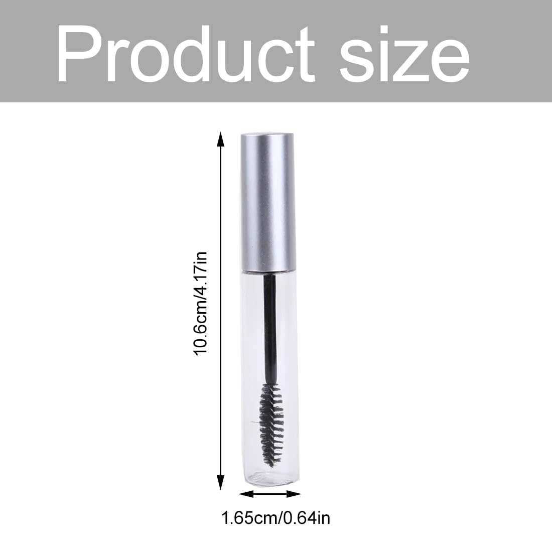 Mascara Recargable Botella Vacía con Cepillo y Contenedor 10ml Plata (5 Unidades)