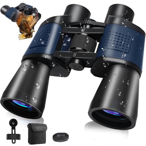 Binocolo per Adulti con Visione Notturna a Bassa Luce 20x50 Binocolo Professionale con Lenti FMC & Prismi BAK4 per Birdwatching, Escursionismo,Viaggi,Impermeabile Binoculars con Adattatore Smartphone