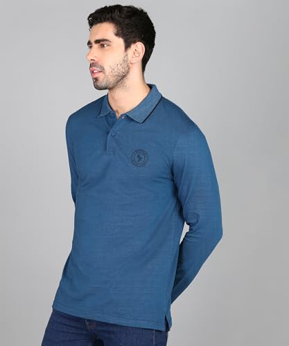 Image of Alan Jones Clothing Men's Cotton Regular Fit Solid Full Sleeves Polo T-Shirt