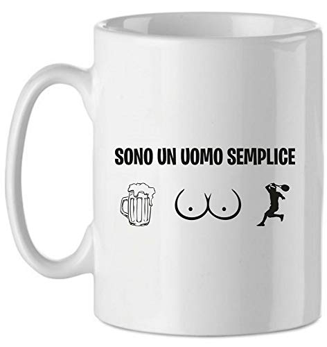 bubbleshirt Tazza Mug Divertenti Uomo Sono Un Uomo Semplice - Tennis - passioni - Idea Regalo