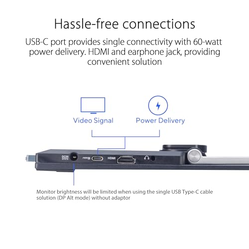 ASUS ZenScreen 22” (21.5 viewable) 1080P Portable Monitor (MB229CF) – Full HD, IPS, 100Hz, USB-C PD 60W, Speakers, Carrying Handle, Kickstand, C-clamp Arm, Partition Hook, Subwoofer, 3 yr Warranty by Asus - Image 5