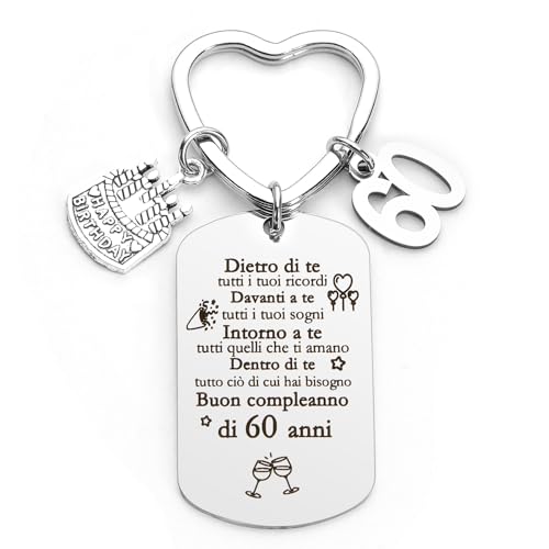 Portachiavi Regalo 60 Anni per Uomo e Donna - Compleanno Mama Papa Nonna Sorella Amica