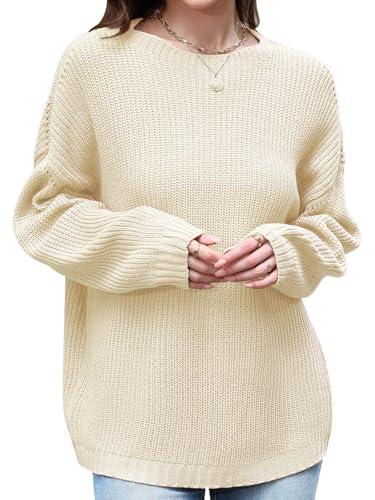 Womens Sweaters Early Fall Fashion 2025 Boho Tops Trendy Long Sleeve Shirts Blouses Dressy Casual Oversized Sweatshirt Loose Tunics Holiday Winter Clothes Comfy Clothing Plus Size Cream Beige 2XL2