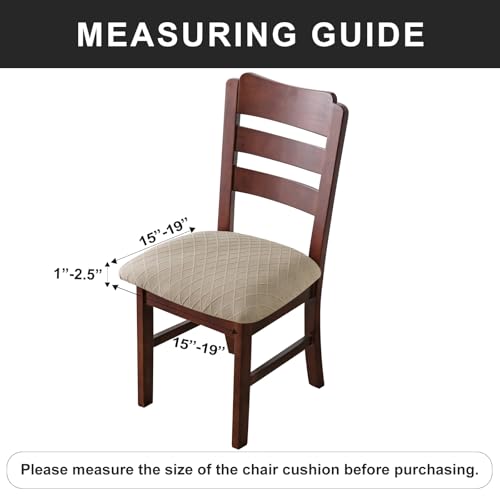 Image of Genina Waterproof Seat Covers for Dining Room Chair Cushion Covers Set of 4 | Jacquard Removable Machine Washable Kitchen Chair Seat Slipcovers,Pet Hair And Stain Protection,Stretch Chair Protector