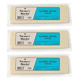 Farmers' Market Alpine Swiss Cheese Block 7oz [3pk] Shelf Stable, Pasteurized, Locally Sourced Wisconsin Cheese