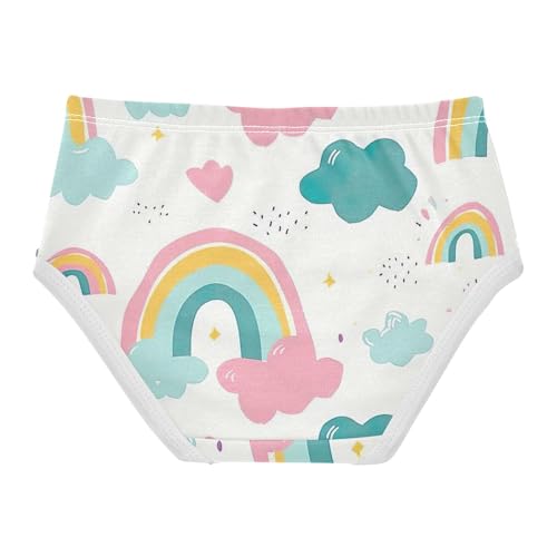 Toddler Briefs, Rainbow Cloud Cotton Girls Underwear, 2T–8 Years2