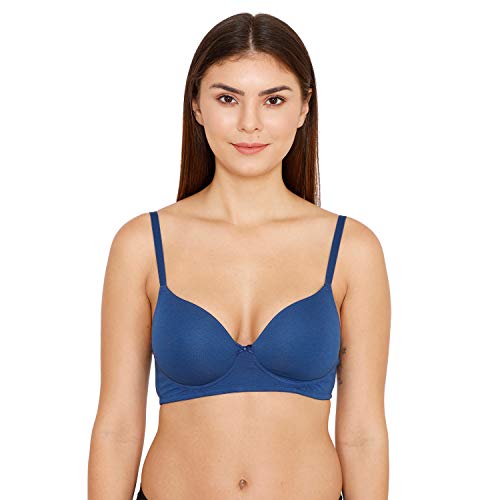Image of Zivame Padded Non Wired 3 /4th Coverage T-Shirt Bra- Navy Peony