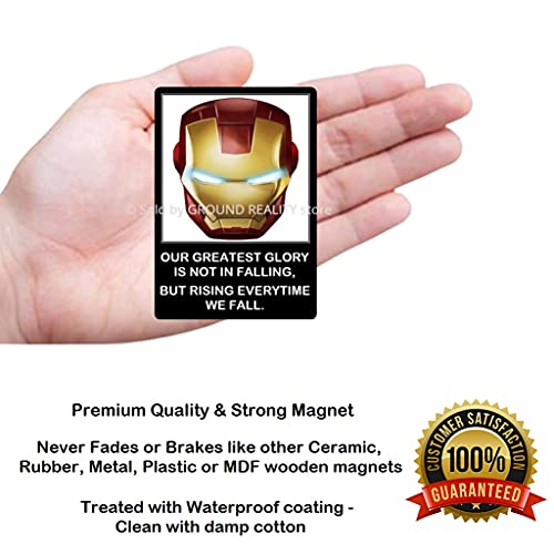 Image of Ironman Nanotech Helmet with Motivational and Inspirational Quotes Waterproof Digital Picture Magnet. Large Size 10cmsx7cms; Multi Color 1 Piece Ironman Office Fridge Magnet Souvenir (AV-49)