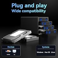 4 Bay RAID Festplattengehäuse mit Lüfter for 2.5/3.5" SATA HDD/SSD with USB A/C 3.0+eSATA Kabel, Werkzeugloses Aluminium HDD Gehäuse, DAS – Ansicht 6