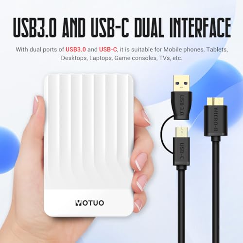 Image of YOTUO External Hard Drive, USB 3.0 Portable HDD External Expansion Storage for PC, Mac, Desktop, Laptop Office Devices, for PS4, PS5, Xbox One, Xbox 360, Xbox Series X /S Gaming Devices (Whtie, 500GB)