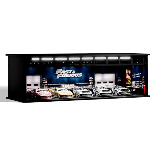 Image of DCO Diorama Garage F&F Display Vault Series | Premium 1:64 Diecast Car Display for 5+ Diecast Cars with Internal LED Lighting | Collector Showcase Only | Cars Not Included