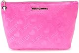 Juicy Couture Pink Makeup Bag Cosmetics Organizer Travel Essentials Zip Top Wedge Velour Heart Love