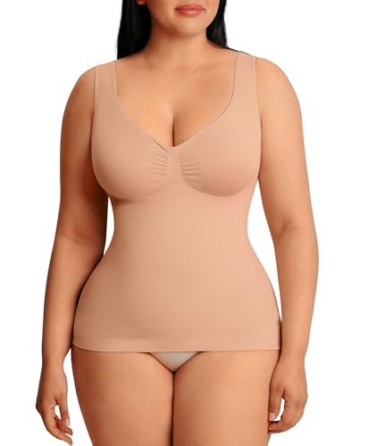 Image of FeelinGirl Women Shapewear Tank Top Tummy Control Compression Tanks V Neck Seamless Body Shaper Camisole Tops for Women