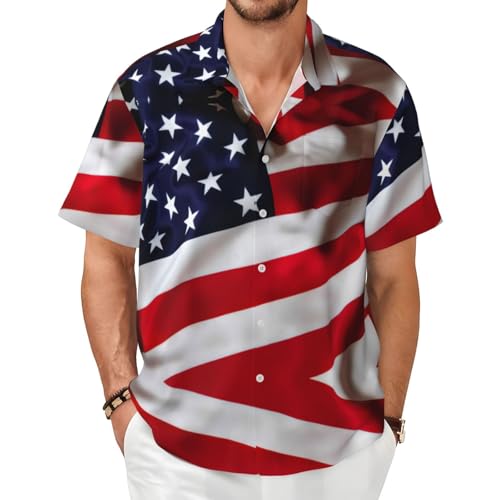 Chemise hawaïenne manches courtes pour homme motif USA élégant