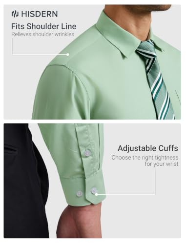 Image of HISDERN Mens Dress Shirt with Tie Pocket Square Set Classic Button Down Shirt Matching Tie Long Sleeve Shirts