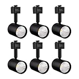 mirrea LED Track Lighting Heads Compatible with Single Circuit J Type Track Lighting Rail Ceiling Spotlight for Accent Task Wall Art Exhibition Lighting 6.5W 24° Black Pack of 6 (3000K Warm White)