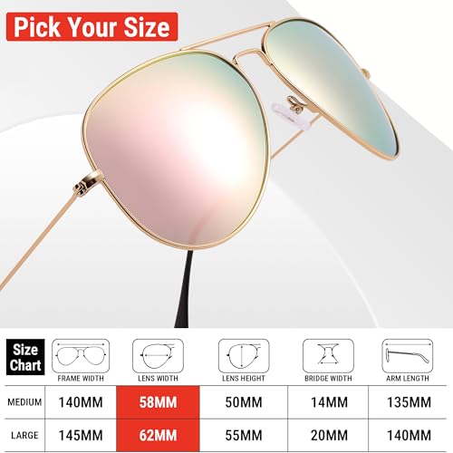 Image of Pro Acme Aviator Sunglasses for Men Women Classic Polarized UV400 Protection