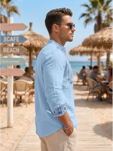 Image of DEELMO Men's Cotton Blend Mandarin Collar Self One Design Full Sleeve Casual Short Kurta