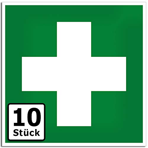KAVARO Erste Hilfe Aufkleber Schild erste Hilfe Kasten Verbandskasten (10 Stück)