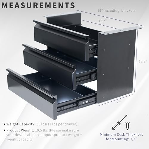 Image of VIVO 16 in Slide Out Dual Tier Storage Drawer, Under Desk 3 Layer Organizer, Black, DESK-DR03