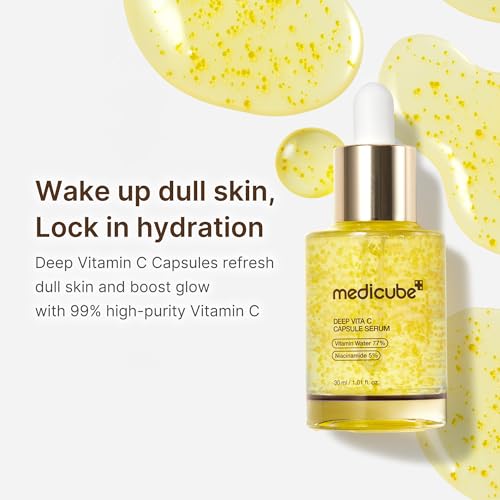 Image of medicube Deep Vitamin C Capsule Serum, 1.01 fl.oz | Vitamin C Serum for Dull & Uneven-Looking Skin - Liposome Capsules for Smooth, Radiant Texture, Korean Skincare