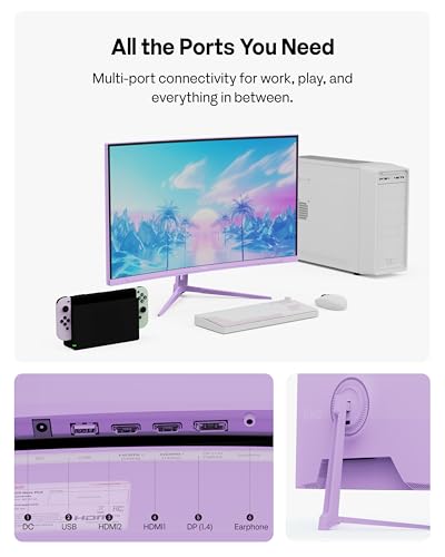 Image of Pixio PXC278 Wave Purple 27 inch 180Hz 1440p 1650R Curved Fast VA 1ms GTG Adaptive Sync Gaming Monitor with Purple HDMI 2.1 Cable Certified Ultra High Speed 10FT 8K 60Hz 4K 120Hz Nylon Braided