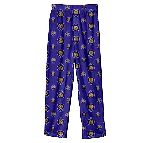 Outerstuff MLS Youth Boys (8-20) Allover Logo Sleep Pants, Orlando City SC, Medium (10-12)