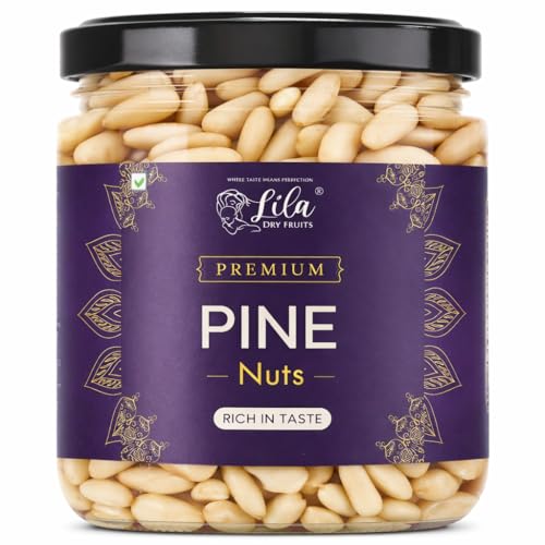 LILA DRY FRUITS Pine Nuts Chilgoza without Shell 200 Gms | Premium Raw Pine Seeds Nut Crunchy Dry Fruit for Snacking, Cooking & Healthy Diet | Big Size Neza Nuts Perfect for Gifting