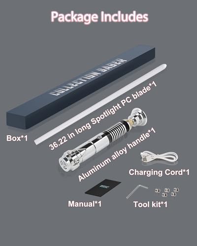 Light Saber Motion Control Dueling Light Saber, 12 RGB Colors 16 FX Sound Fonts, Pro Light Sabers for Adults, Light Sabers for Kids, Smooth Swing Premium Hilt Force FX Saber Toy Christmas Cosplay Gift