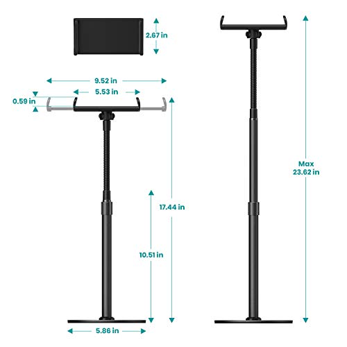 Tablet Stand, Klearlook Height Adjustable Tablet Holder 360 Degree Swivel Rotation Flexible Arm Cradle Mount Dock for 4.7-12.9 inch (i) Phone/(i) Pad/Nint/endo Switch/eBook Reader