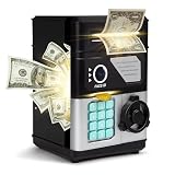 Kids Piggy Bank for Boys Girls, Electronic Safe Mini ATM Money Box with Password & Face ID Simulation, Christmas Birthday Gifts for 4-12 Year Old, Coin Bank