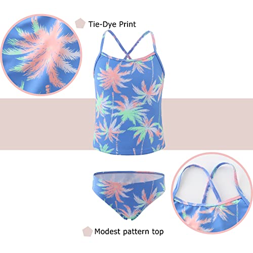 Image of Girls Two Piece Tankini Swimsuits Hawaiian Ruffle Bathing Suit Summer Beach Swimwear Set