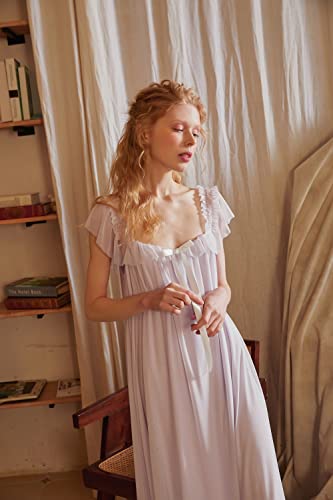 HEARTTOUCH Women's Short Sleeve Vintage Victorian Nightgown Pyjamas Lounge Dress Nightwear Girls Nightdress Sleepshirt2