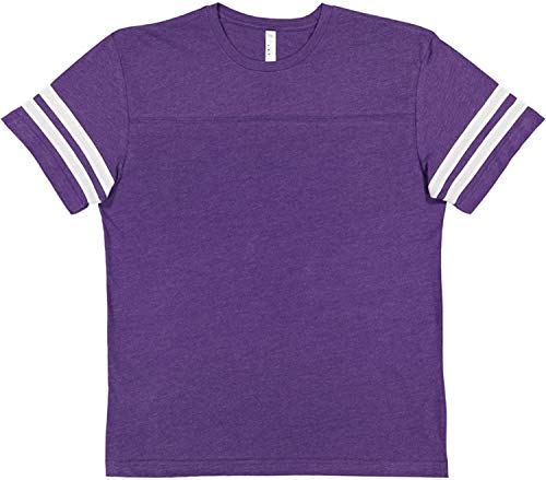 LAT Adult Unisex Fine Jersey Crew Neck Short Sleeve Football Tee (6937) Vintage Purple/Blended White, XL