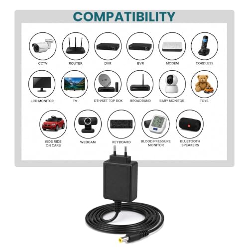 Image of 12V 1 AMP DC Power Supply Adapter | 12V1A SMPS for LCD Monitor, TV, LED Strip Light, CCTV Camera, SETTOP Box, BROADBAND ROUTERS, DVR, Toys & Ride ON CAR| 12V 1A ADP